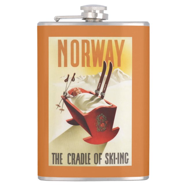 Norway - The Cradle of Skiing Hip Flask (Front)
