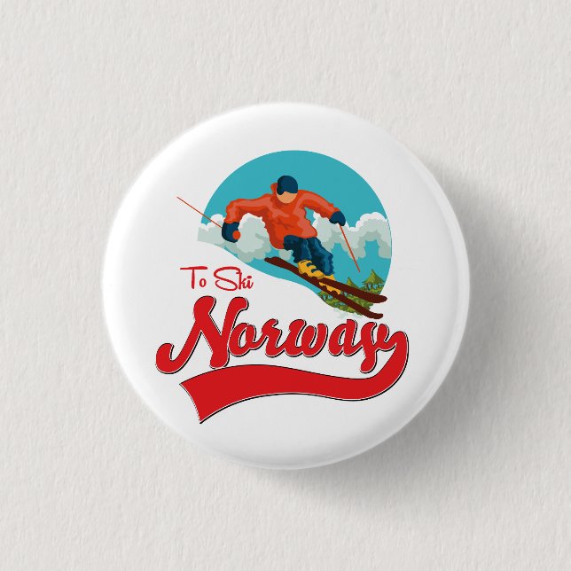 Norway to Ski logo. 3 Cm Round Badge (Front)