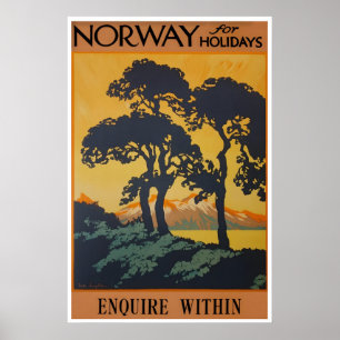 Norway Travel Poster Norwegian Art Holidays Print