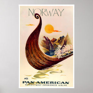 Norway Travel Poster Vintage Norwegian Art Retro