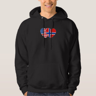 Norway&USA Flag Twin Heart for Norwegian Americans Hoodie