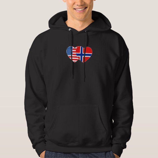Norway&USA Flag Twin Heart for Norwegian Americans Hoodie (Front)