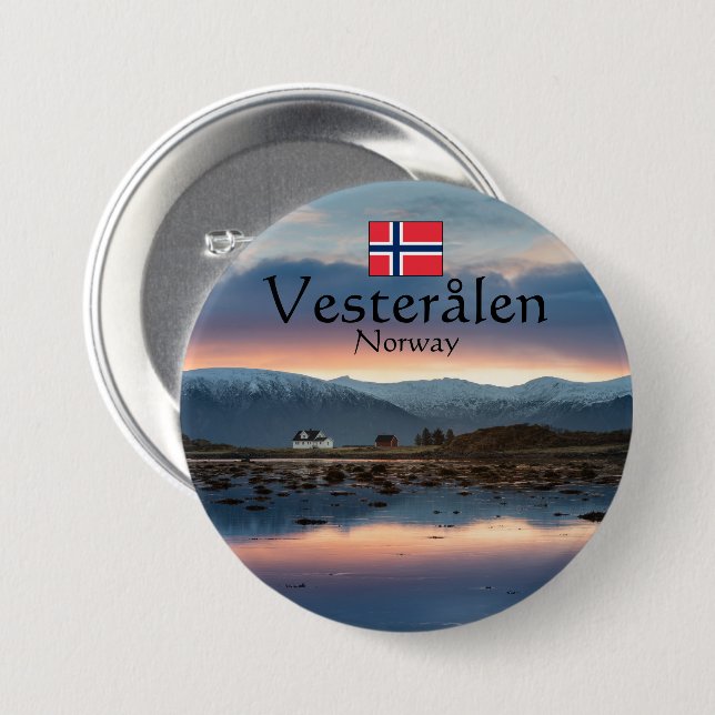 Norway Vesteralen Souvenir 7.5 Cm Round Badge (Front & Back)