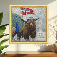 Norway Viking Bear, Arctic Fox Art Nouveau
