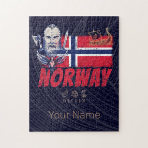 Norway Viking Vintage Flag And Ship Souvenir Jigsaw Puzzle