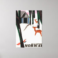 Norway vintage travel poster landscape