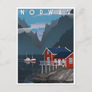 Norway vintage travel winter europe cruise postcard