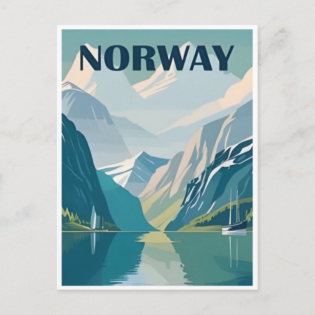 Norway vintage travel winter europe cruise  postcard (Front)