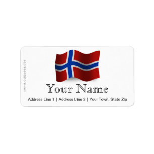 Norway Waving Flag Label