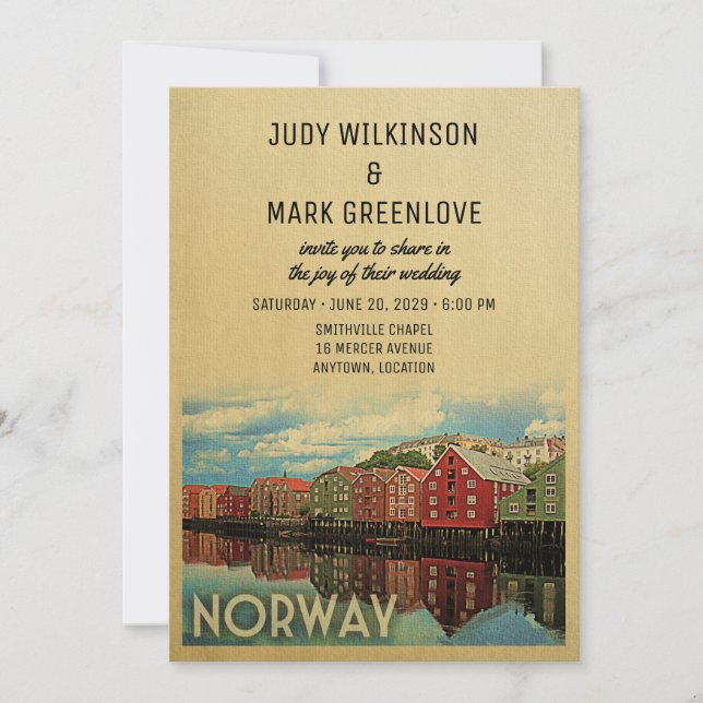 Norway Wedding Invitation Norwegian (Front)