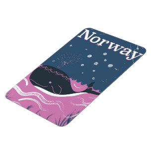 Norway whale vintage travel poster magnet