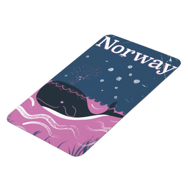 Norway whale vintage travel poster magnet (Left Side)