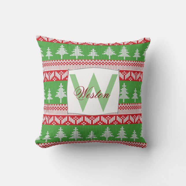 Norwegian Alpine Christmas Tree Pattern Cushion (Front)