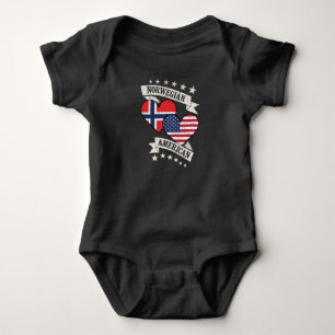 Norwegian American Heart Flags Norway America Baby Bodysuit