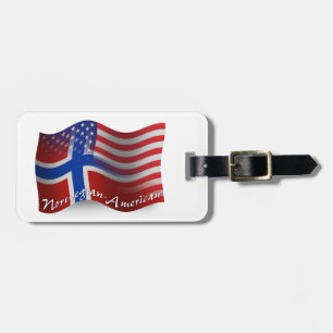 Norwegian-American Waving Flag Luggage Tag