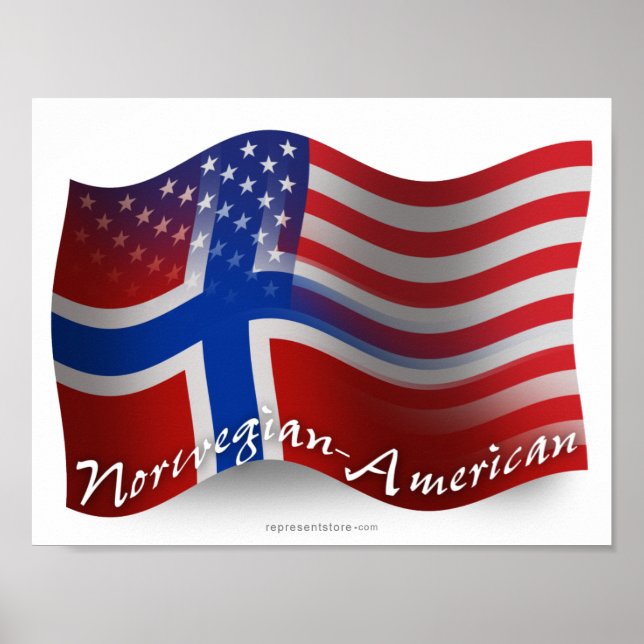 Norwegian-American Waving Flag Poster (Front)