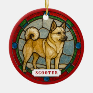 Norwegian Buhund Dog Ceramic Circle Ornament