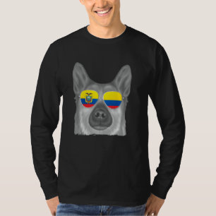 Norwegian Buhund Dog Ecuador Flag Sunglasses T-Shirt