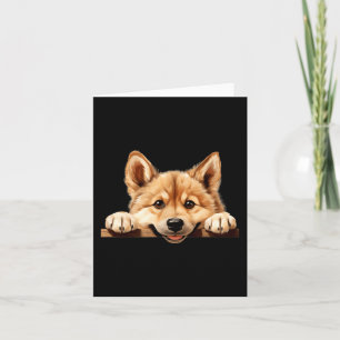 Norwegian Buhund Dog Mum Dad Peeking Puppy Card