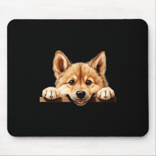 Norwegian Buhund Dog Mum Dad Peeking Puppy Mouse Pad
