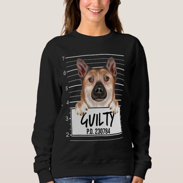 Norwegian Buhund Mugshot Guilty Dog Sweatshirt (Front)