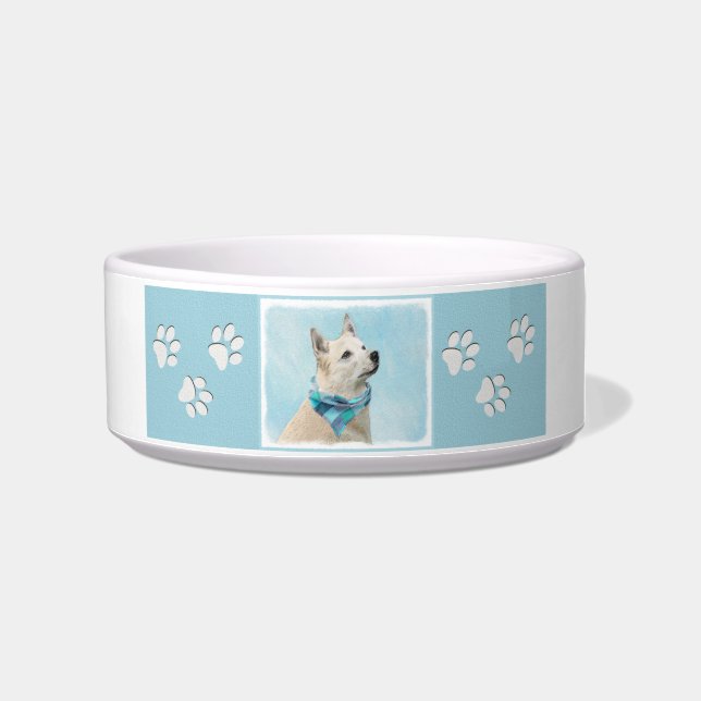 Norwegian Buhund Painting - Cute Original Dog Art Bowl (Right)