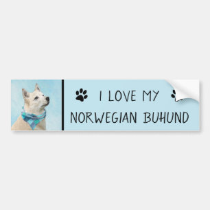 Norwegian Buhund Painting - Cute Original Dog Art Bumper Sticker