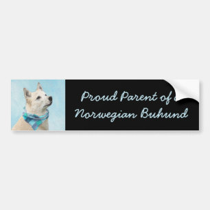 Norwegian Buhund Painting - Cute Original Dog Art Bumper Sticker