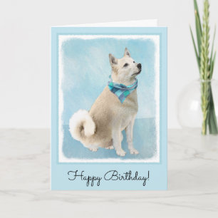 Norwegian Buhund Painting - Cute Original Dog Art Card
