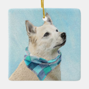 Norwegian Buhund Painting - Cute Original Dog Art Ceramic Ornament