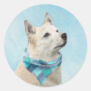 Norwegian Buhund Painting - Cute Original Dog Art Classic Round Sticker