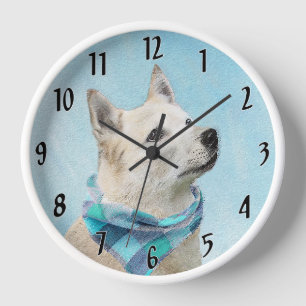 Norwegian Buhund Painting - Cute Original Dog Art Clock