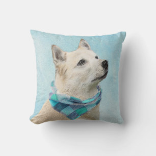 Norwegian Buhund Painting - Cute Original Dog Art Cushion
