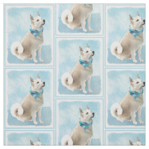 Norwegian Buhund Painting - Cute Original Dog Art Fabric
