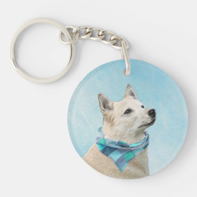 Norwegian Buhund Painting - Cute Original Dog Art Key Ring (Front)