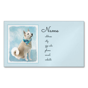 Norwegian Buhund Painting - Cute Original Dog Art Magnetic Business Card
