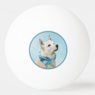 Norwegian Buhund Painting - Cute Original Dog Art Ping Pong Ball
