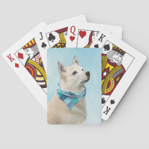 Norwegian Buhund Painting - Cute Original Dog Art Playing Cards