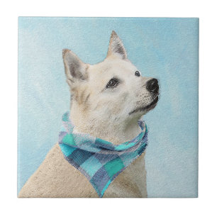 Norwegian Buhund Painting - Cute Original Dog Art Tile