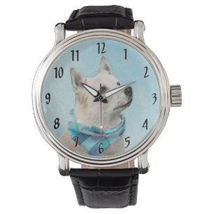 Norwegian Buhund Painting - Cute Original Dog Art Watch