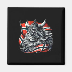 Norwegian Cat Viking Norway Flag  Magnet