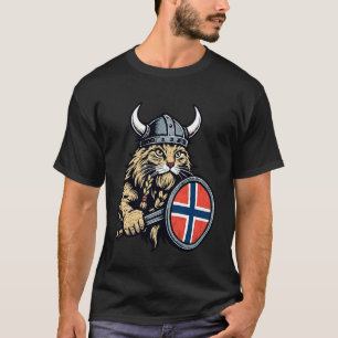 Norwegian Cat Viking Norway Flag Nordic Mythology T-Shirt