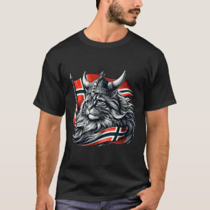 Norwegian Cat Viking Norway Flag T-Shirt