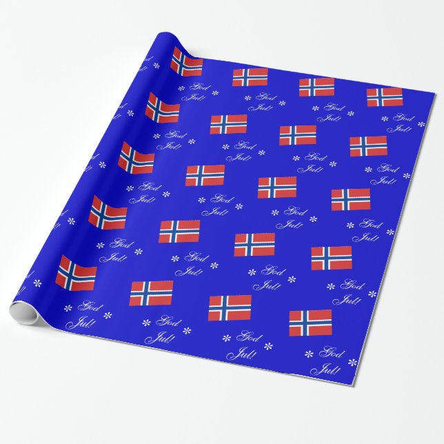 Norwegian Christmas God Jul Custom Wrapping Paper (Unrolled)