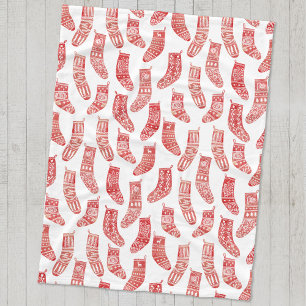 Norwegian Christmas Stockings Pattern Fleece Blanket