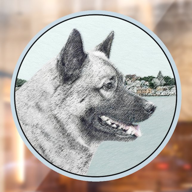 Norwegian Elkhound at Village Painting - Dog Art (Sheet 2)