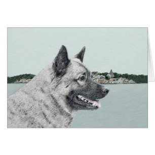 Norwegian Elkhound at Village Painting - Dog Art