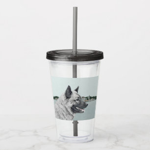 Norwegian Elkhound at Village Painting - Dog Art Acrylic Tumbler