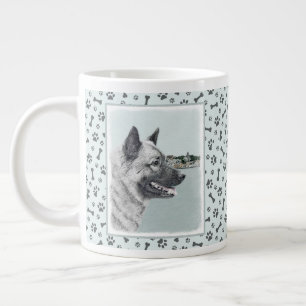 Norwegian Elkhound at Village Painting - Dog Art Large Coffee Mug