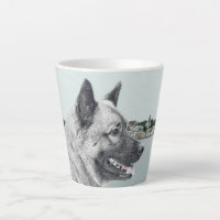 Norwegian Elkhound at Village Painting - Dog Art